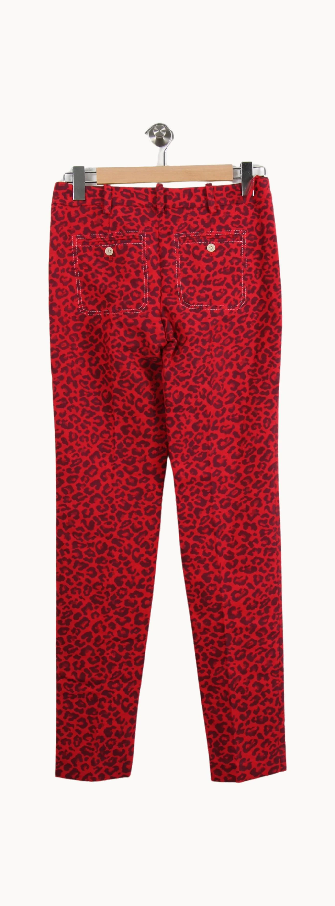 Pantalon Imprimé Léopard Rouge et Noir - Taille XS/34 - Image 4