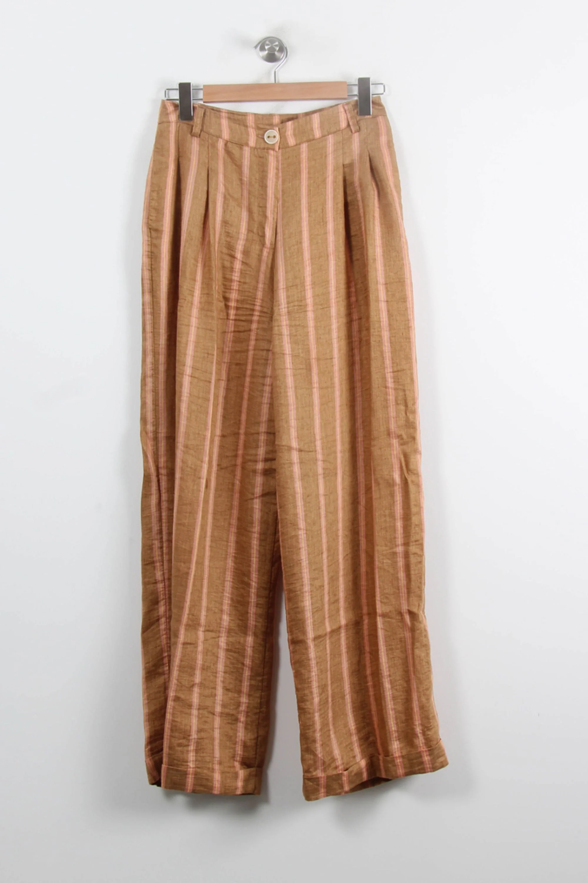Pantalon Large Beige et Rose - Taille M/38 - Image 2