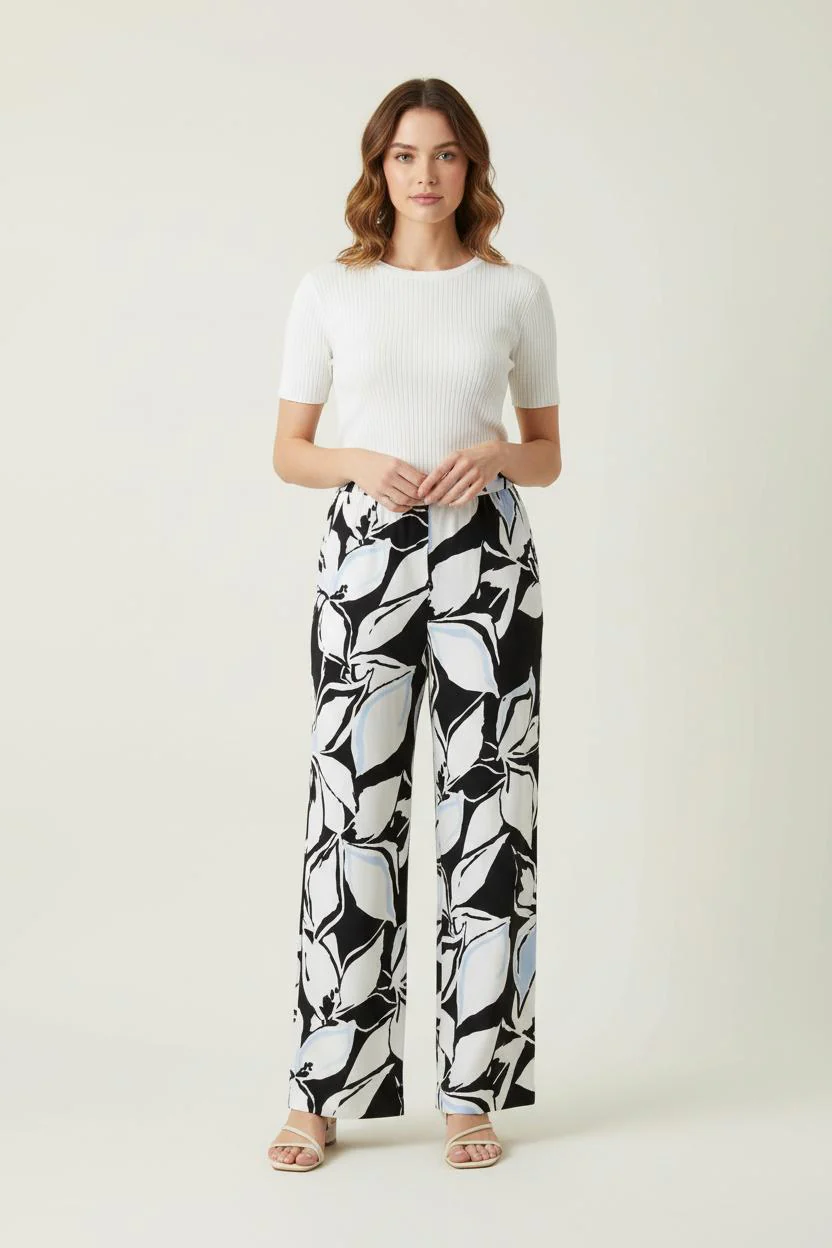 Pantalon Large Noir et Blanc - Taille S/36