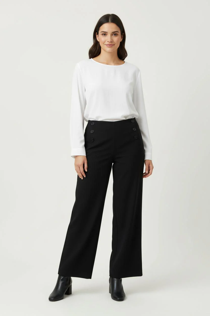 Pantalon Large Noir - Taille L/40
