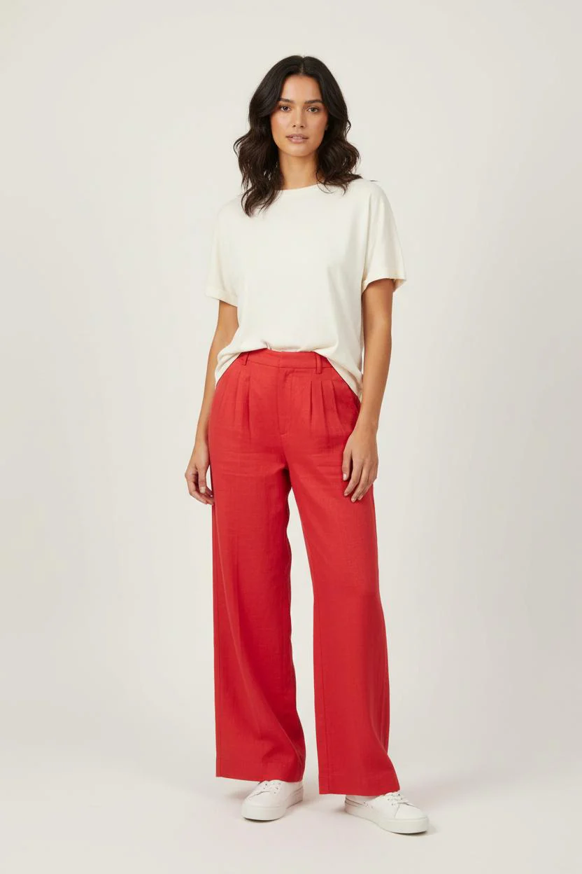 Pantalon Large Rouge - Taille S/36