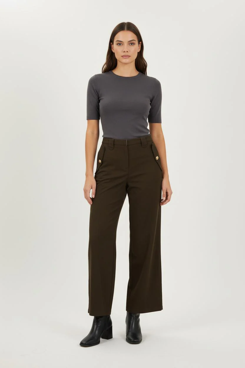 Pantalon Large Vert - Taille L/40