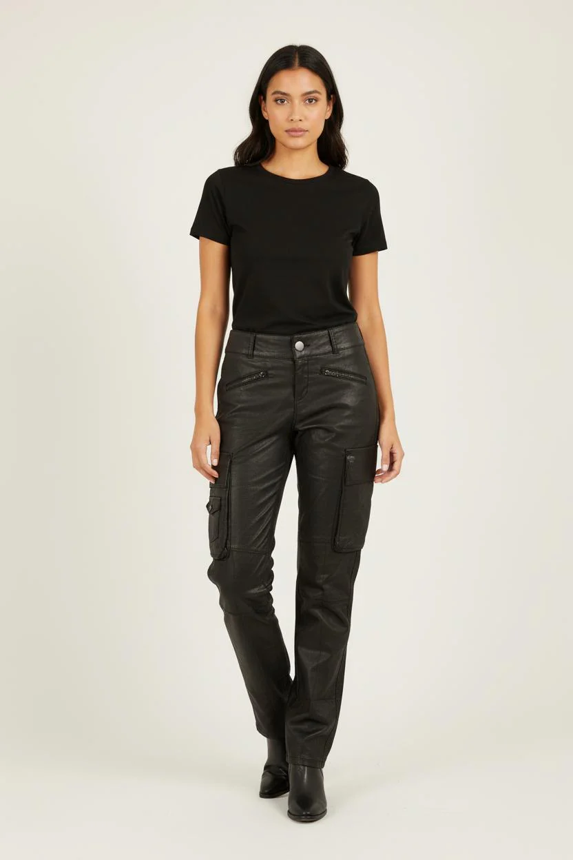 Pantalon noir effet cuir - Taille S/36