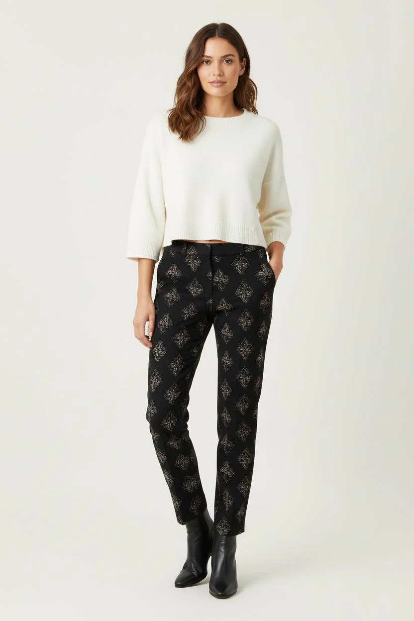 Pantalon Noir et Beige - Taille XS/34