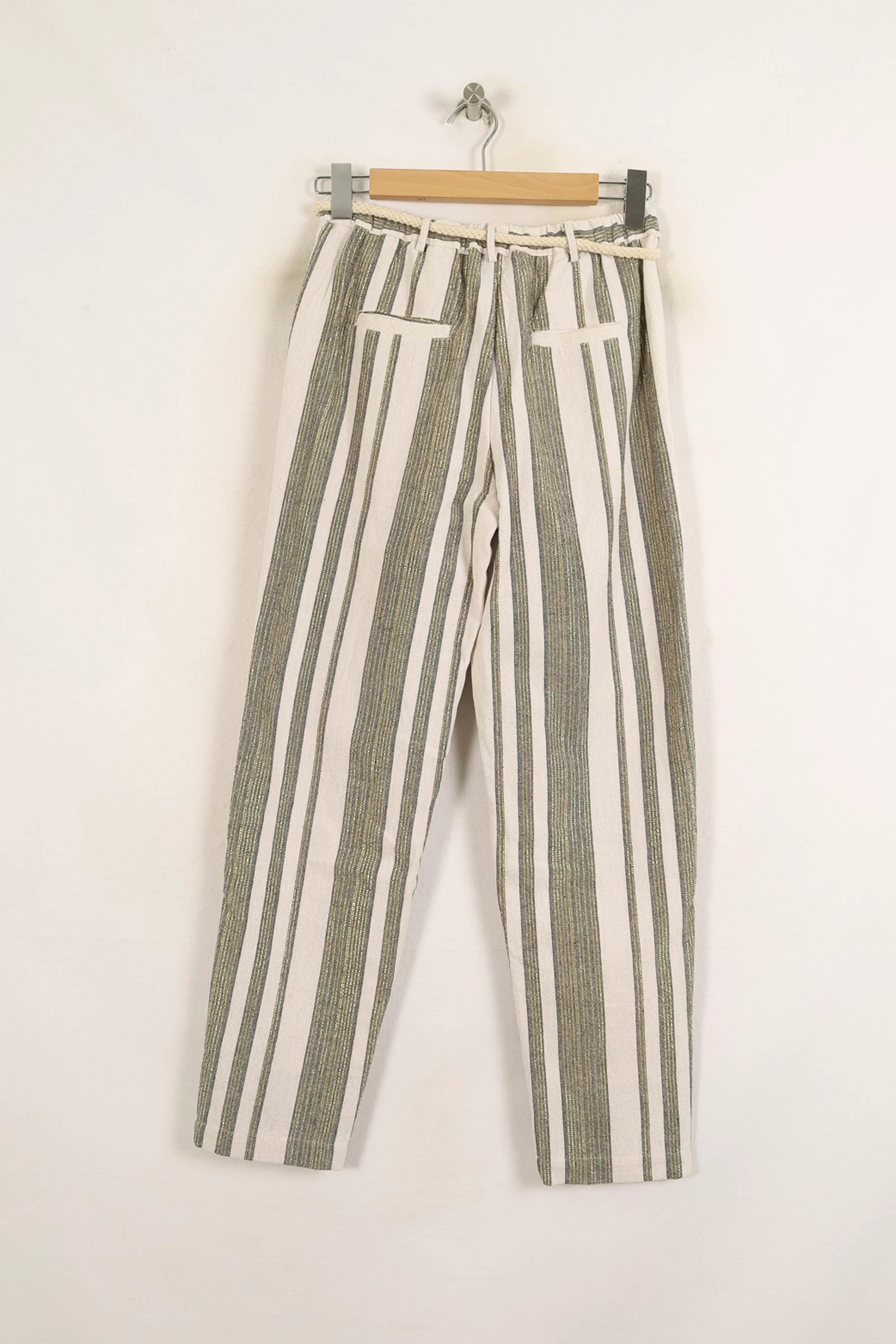 Pantalon Rayé Blanc et Vert - Taille S/36 - Image 4