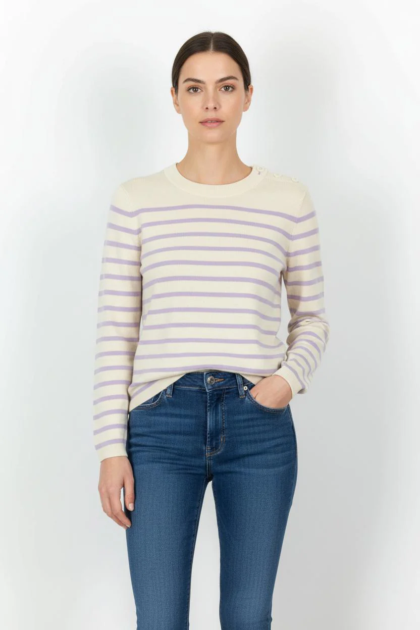 Pull beige à rayures - Taille L/40