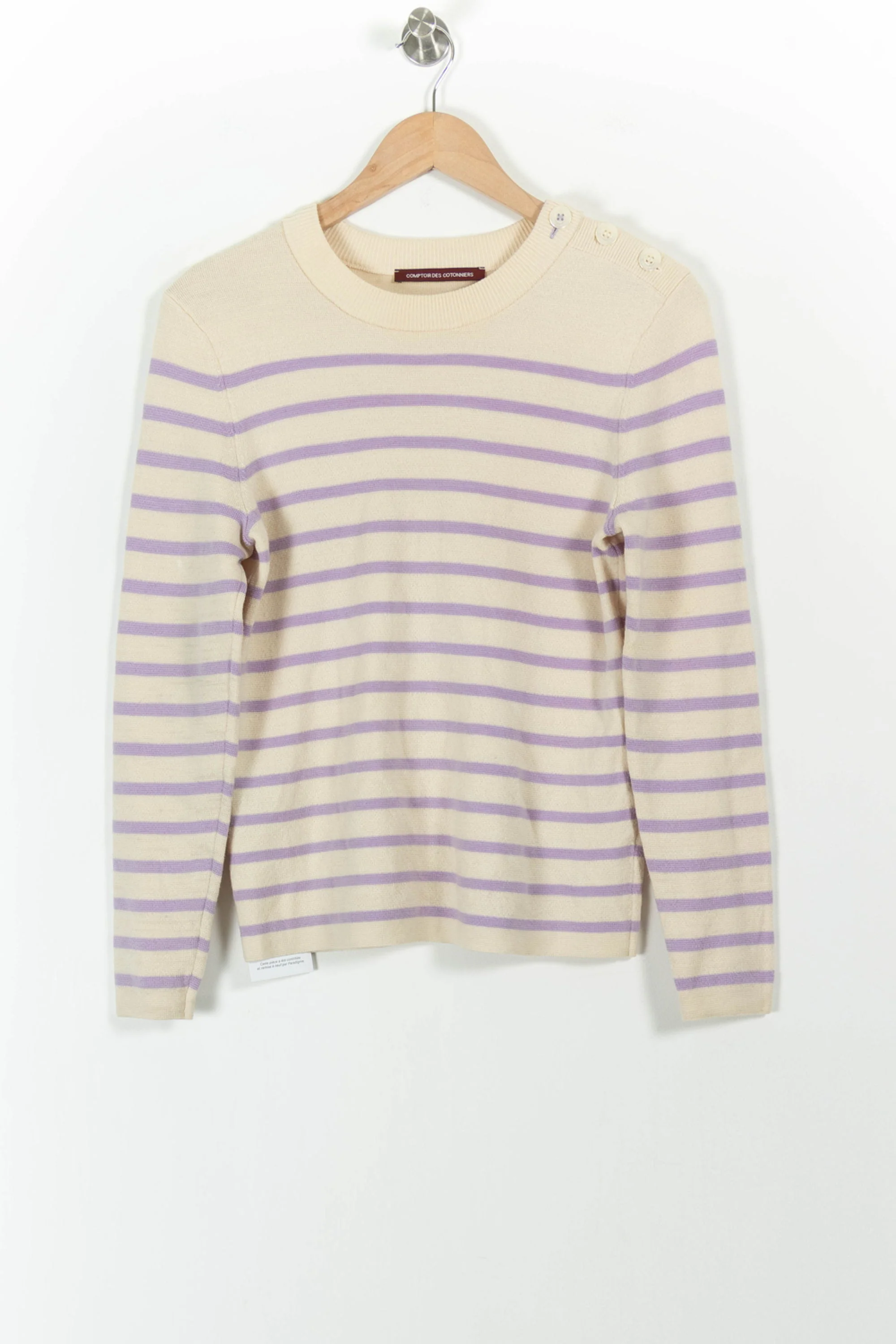 Pull beige à rayures - Taille L/40 - Image 2