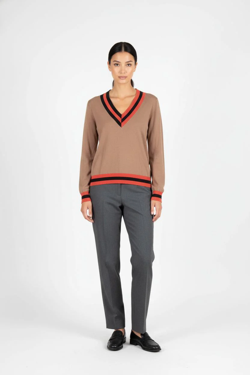 Pull Beige et Rouge - Taille S/36