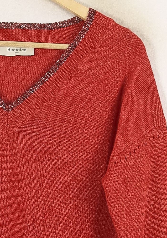 Pull Bordeaux et Gris - Taille S/36 - Image 3