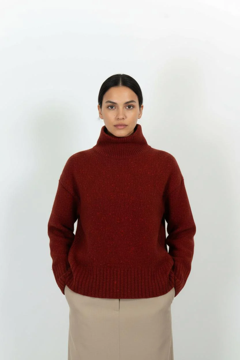Pull Col Cheminée Bordeaux - Taille L/40