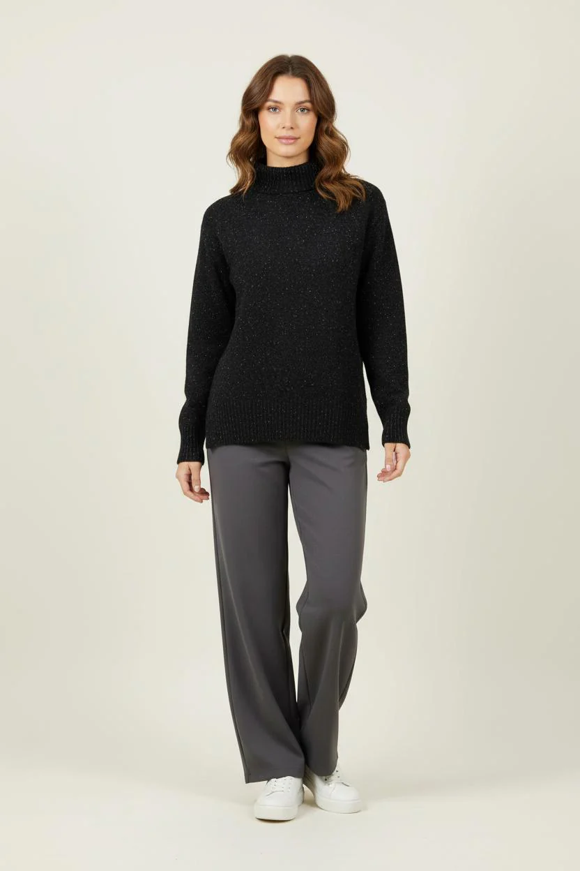 Pull Col Cheminée Noir - Taille XS/34