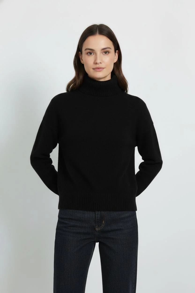 Pull Col Roulé Noir - Taille M/38