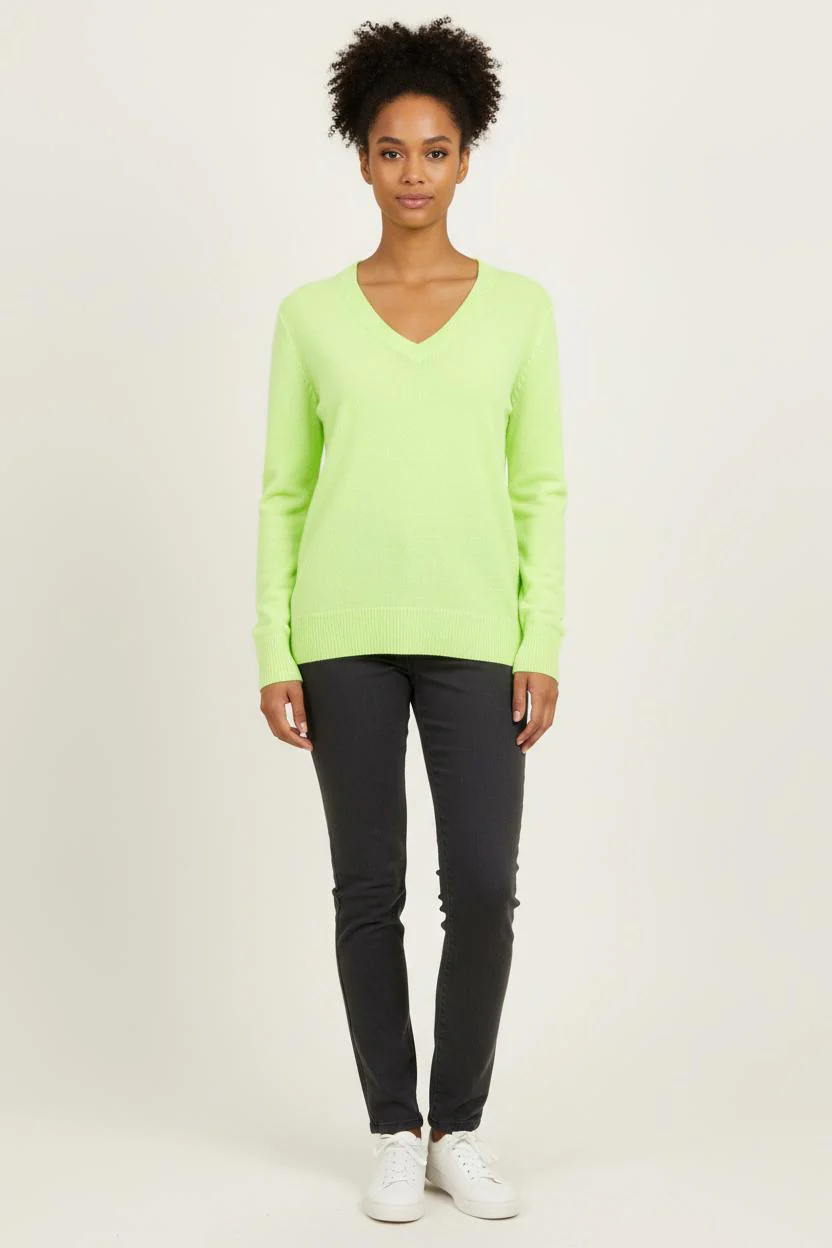 Pull Col V Vert - Taille S/36