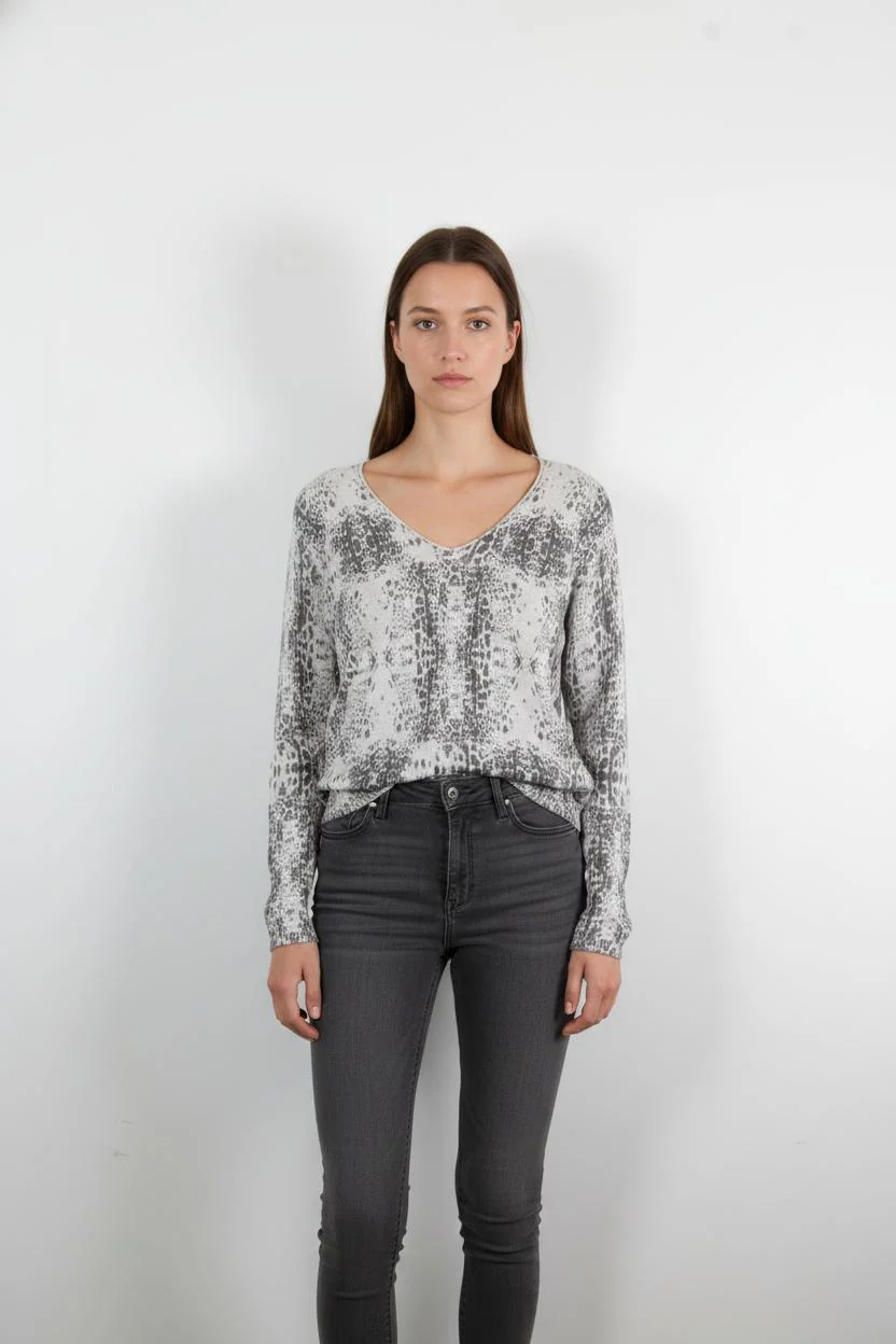 Pull Gris et Blanc - Taille L/40