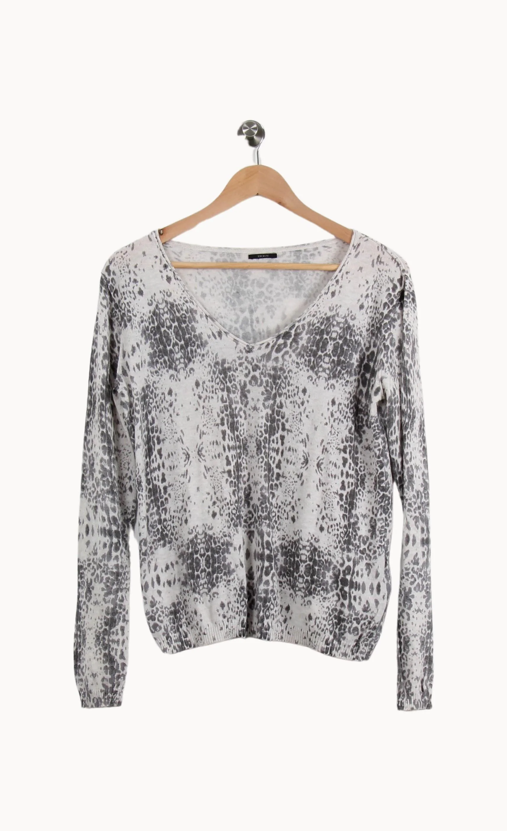 Pull Gris et Blanc - Taille L/40 - Image 2