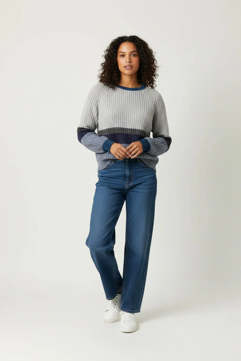 Pull Gris et Bleu - Taille M/38