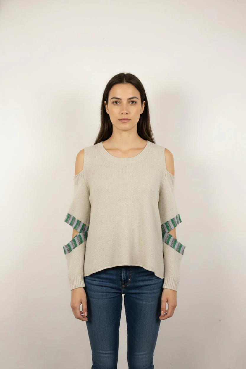 Pull Gris et Vert - Taille S/36
