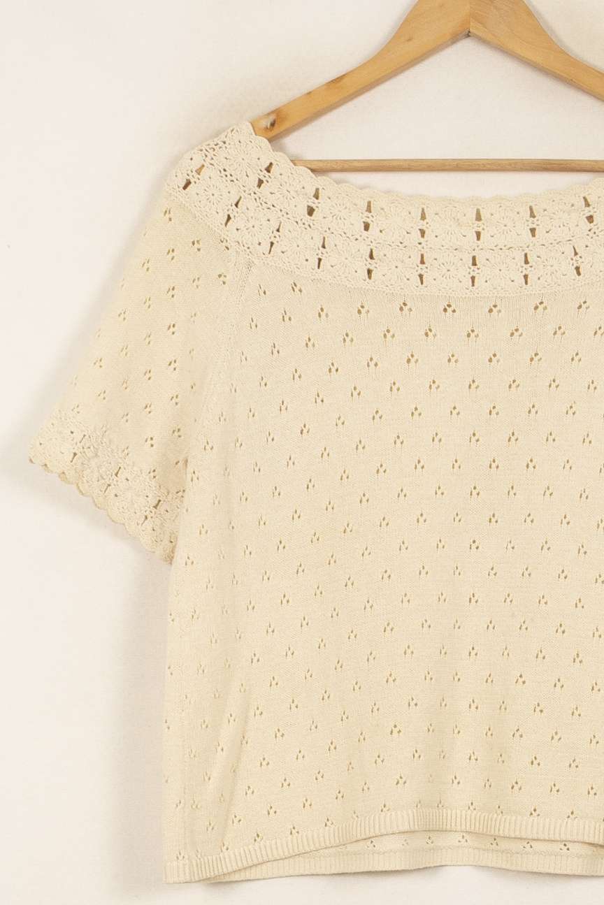 Pull Manche Courte Beige - Taille L/40 - Image 3