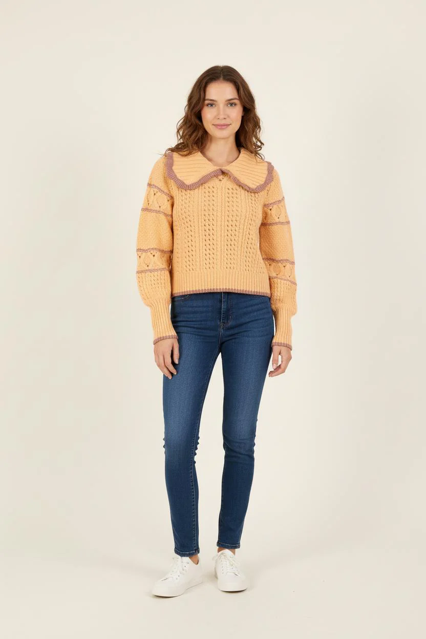 Pull Orange et Mauve - Taille S/36