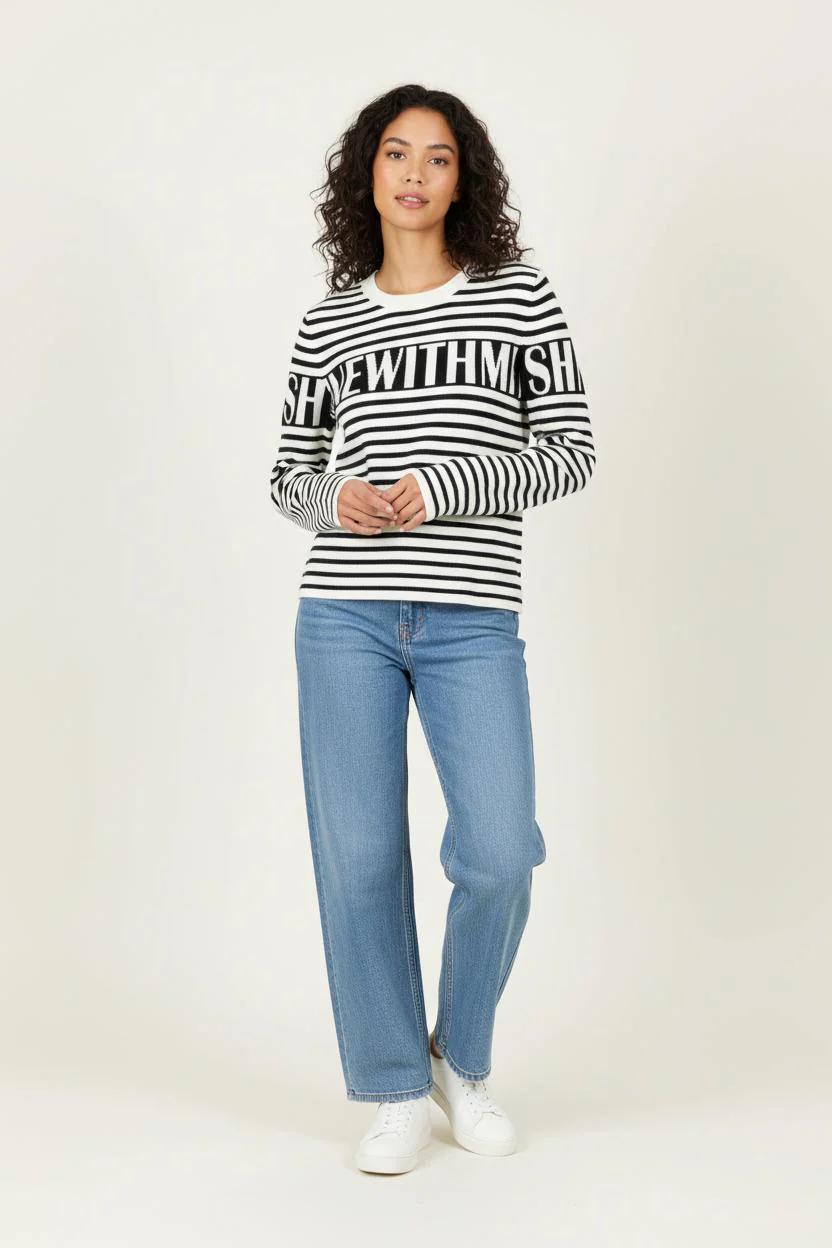 Pull Rayé Noir et Blanc - Taille S/36