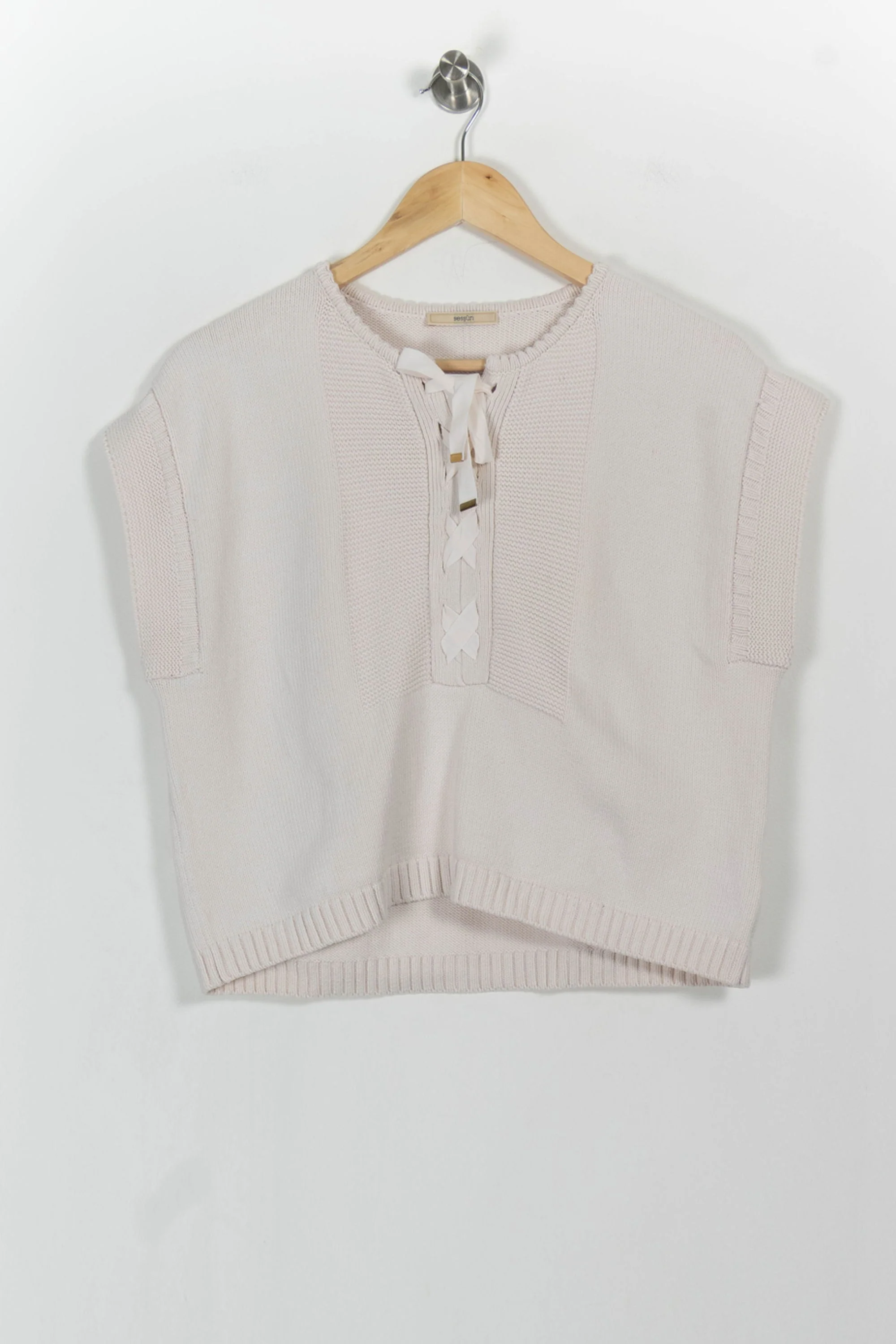 Pull Sans Manches Beige - Taille S/36 - Image 2