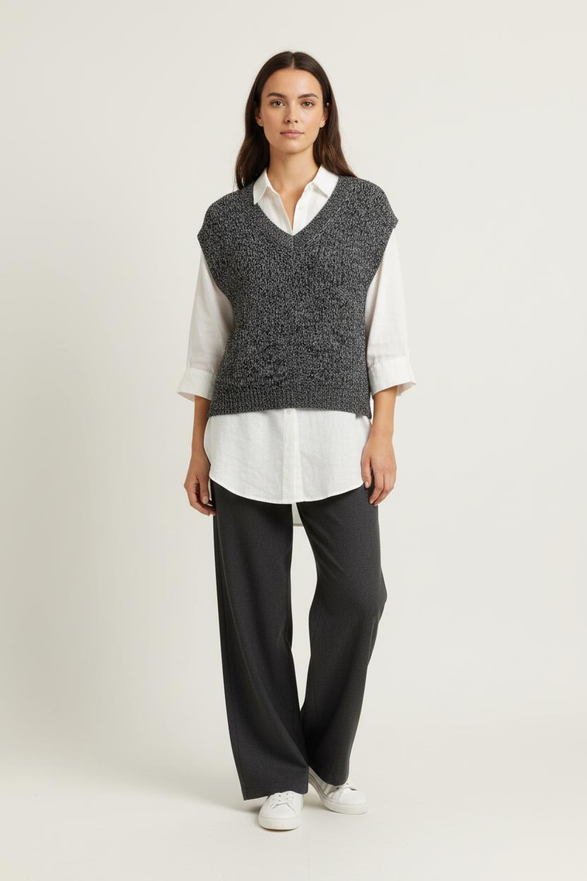 Pull Sans Manches Noir et Gris - Taille S/36