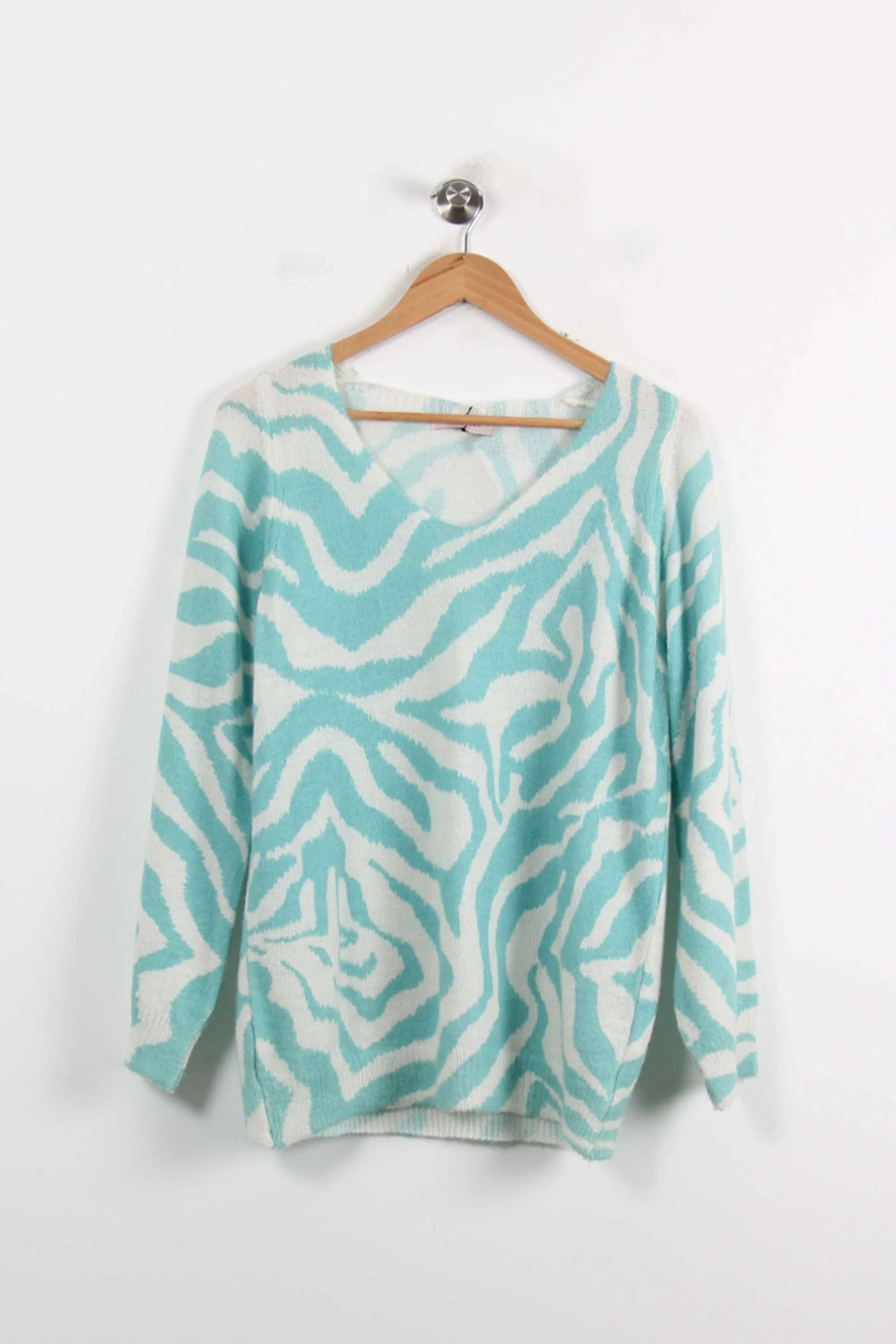 Pull Vert et Blanc - Taille S/36 - Image 2