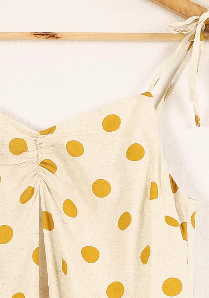Robe À Bretelles Beige et Jaune - Taille S/36 - Image 3