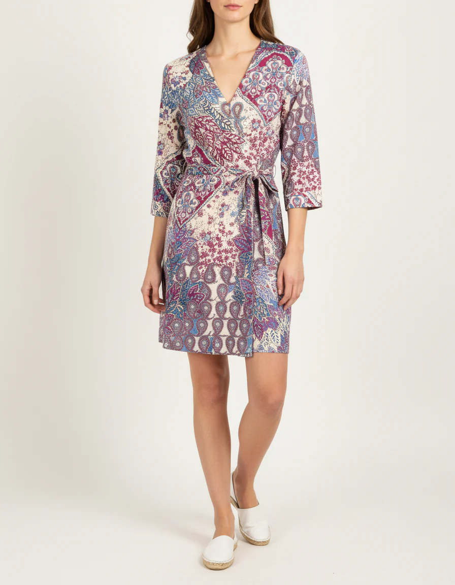 Robe blanche et rosée à motif de fleurs - S / 36