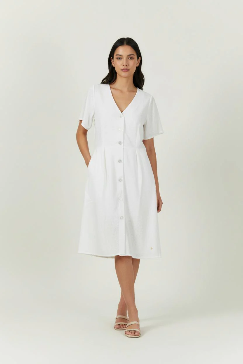 Robe Boutonnée Blanche - Taille L/40