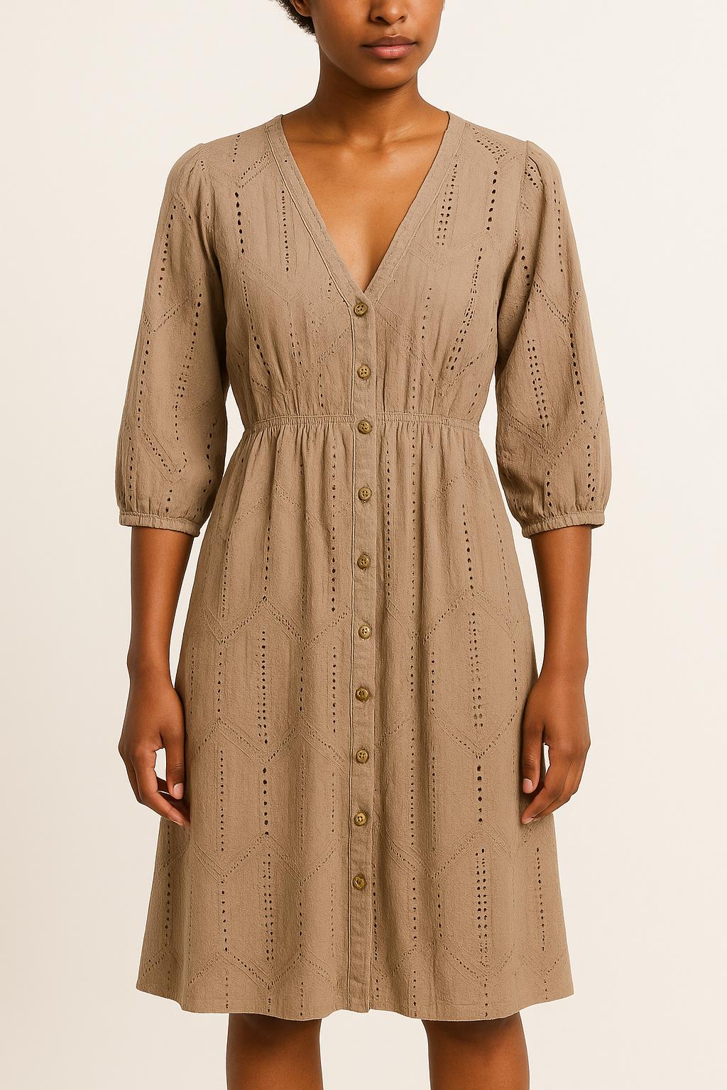Robe Brodée Beige - Taille S/36