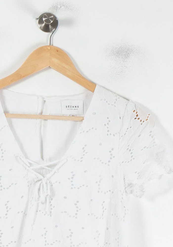 Robe Brodée Blanche - Taille XS/34 - Image 3