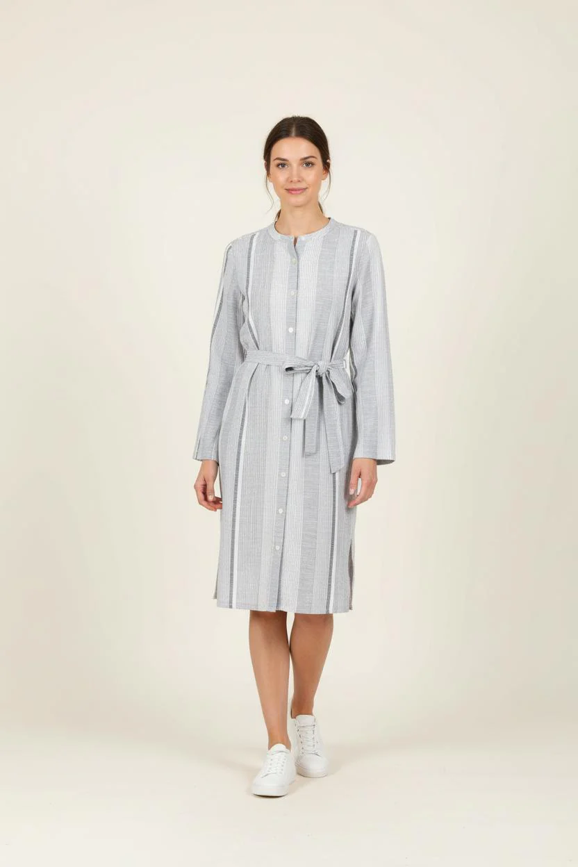 Robe Chemise Blanche et Grise - Taille S/36