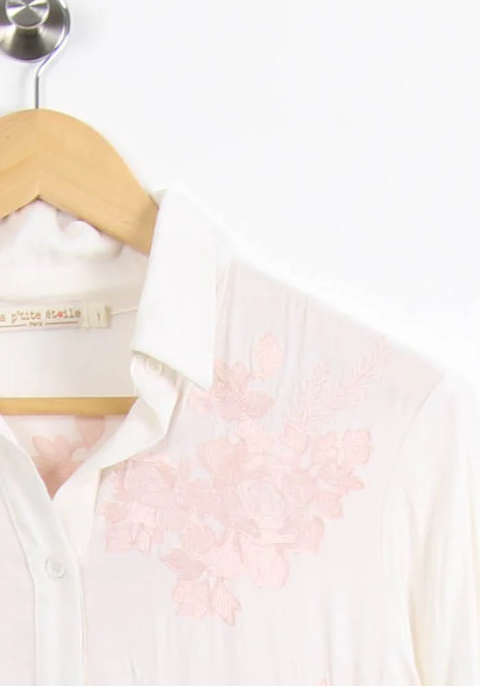 Robe Chemise Blanche et Rose - Taille S/36 - Image 3