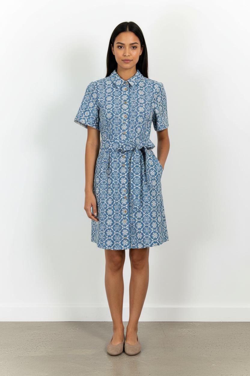 Robe Chemise Bleue et Blanche - Taille S/36
