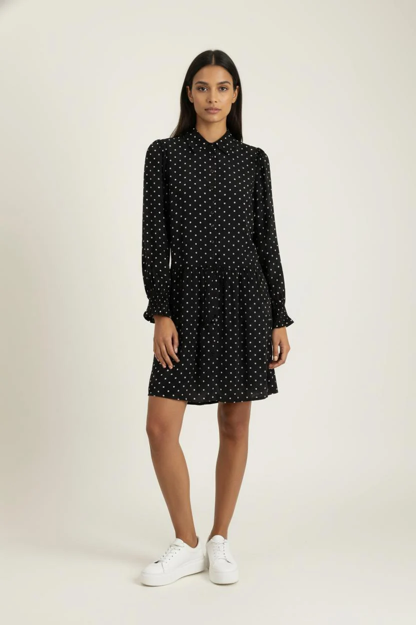 Robe Chemise Noire et Blanche - Taille S/36