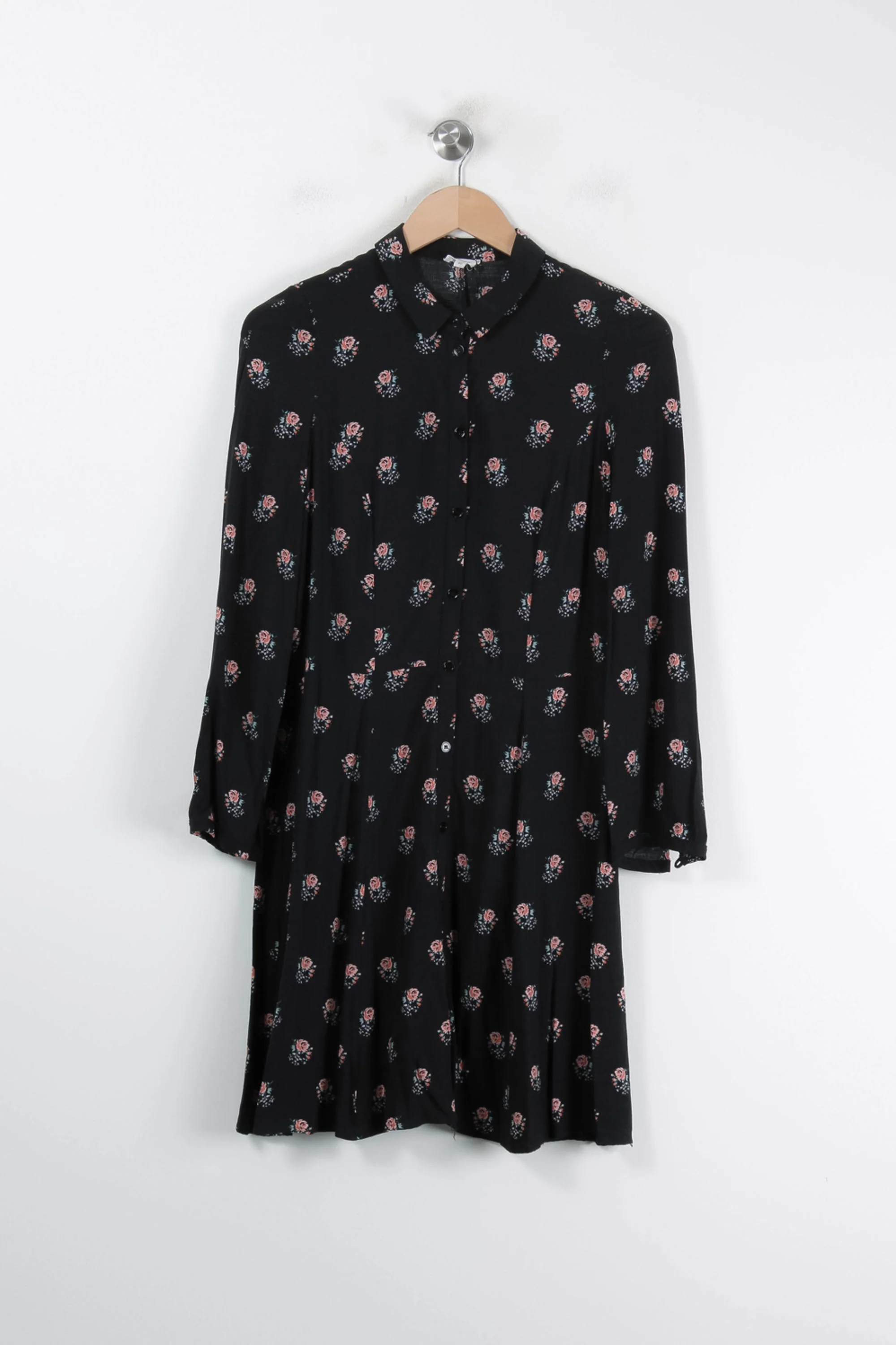 Robe Chemise Noire et Rose - Taille L/40 - Image 2