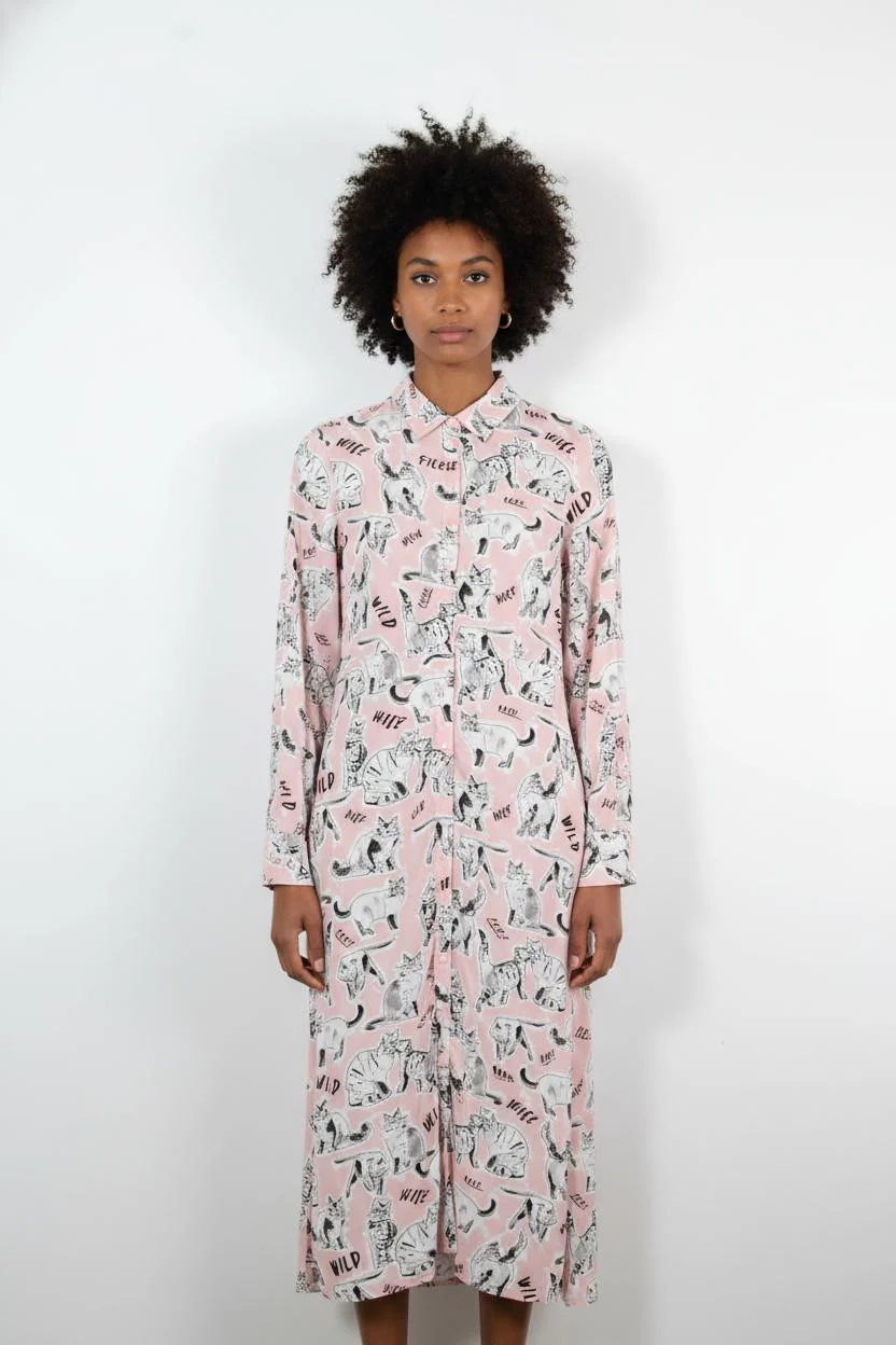 Robe Chemise Rose et Gris - Taille S/36