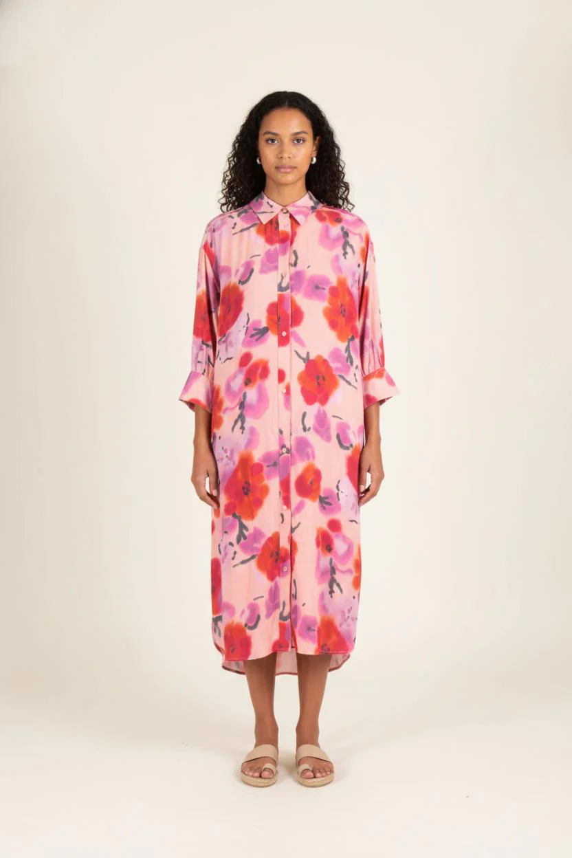 Robe Chemise Rose et Rouge - Taille M/38