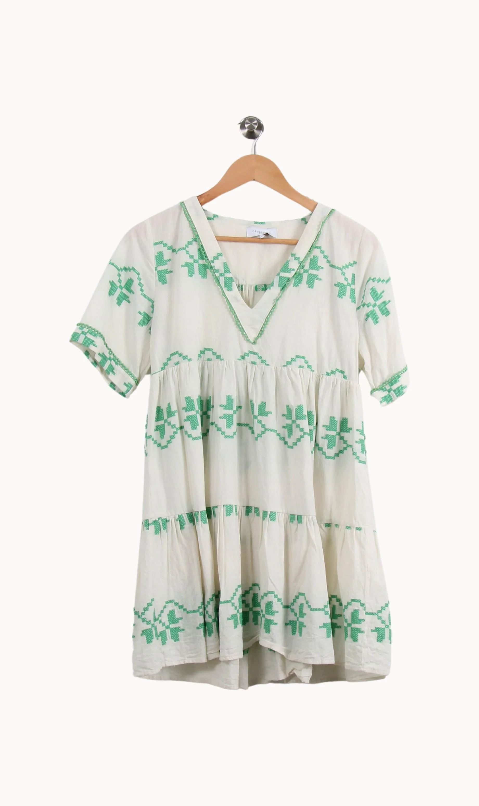 Robe Courte Blanche et Verte - Taille XS/34 - Image 2