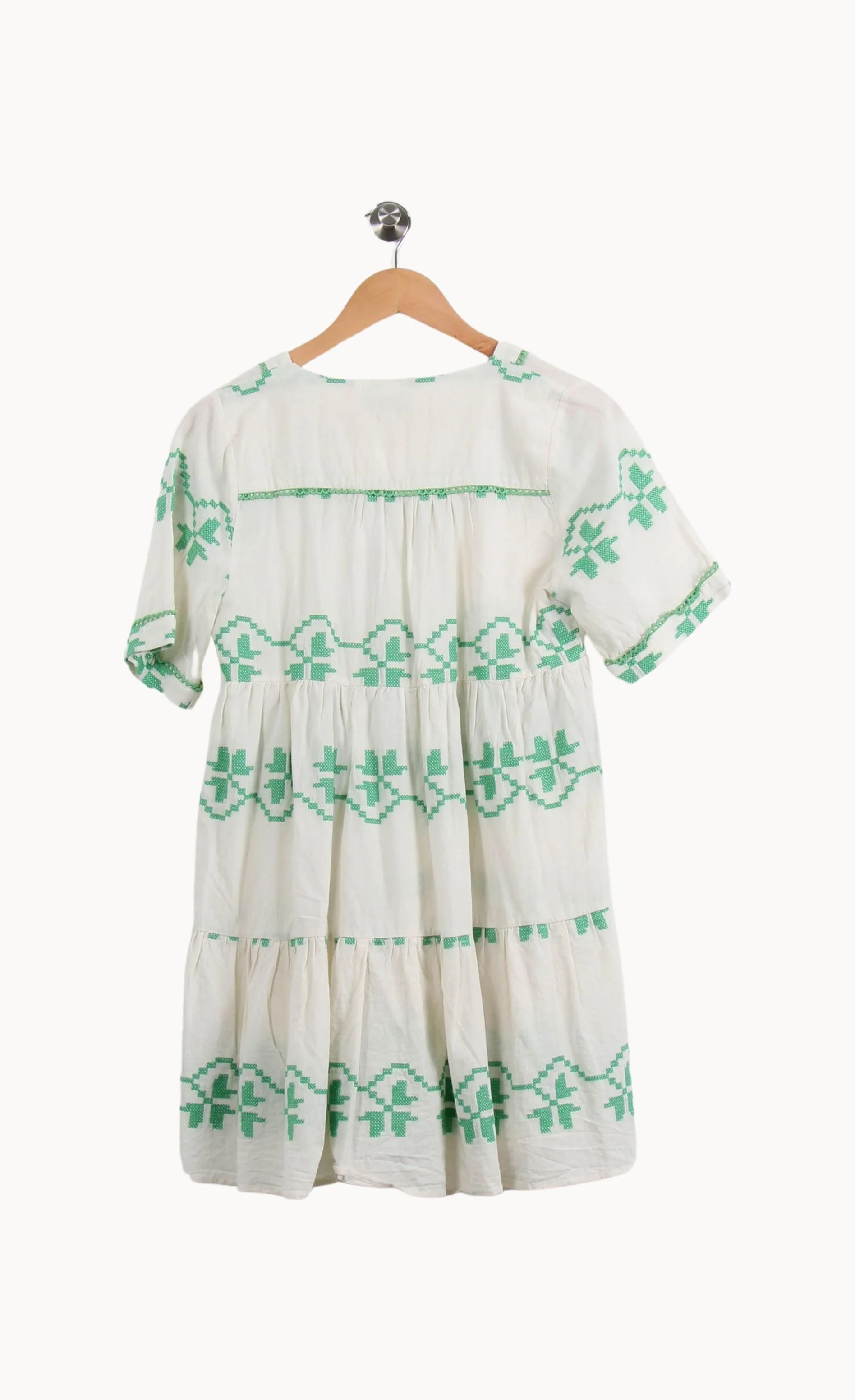 Robe Courte Blanche et Verte - Taille XS/34 - Image 4