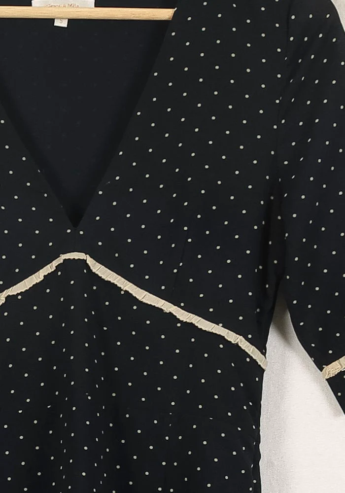 Robe Courte Bleue à Pois Blancs - Taille S/36 - Image 3