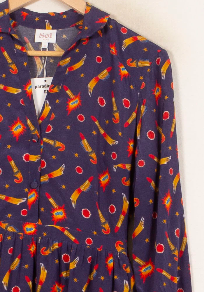 Robe Courte Bleue et Rouge - Taille S/36 - Image 3