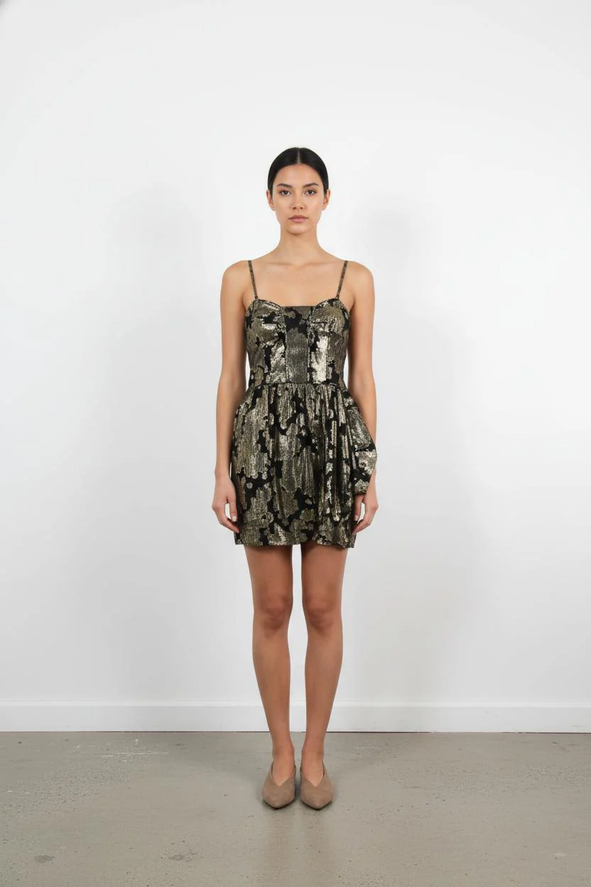 Robe Courte Dorée et Noire - Taille M/38