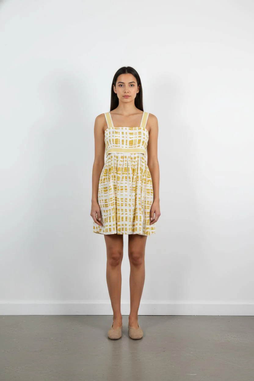 Robe Courte Jaune et Blanche - Taille S/36