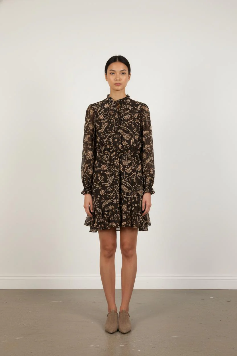 Robe Courte Marron et Beige - Taille S/36