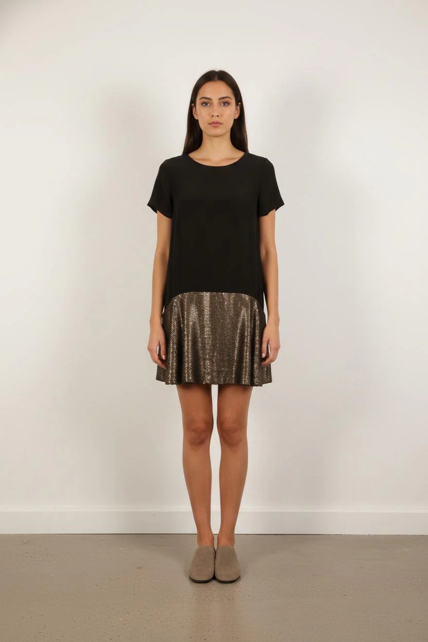 Robe Courte Noire et Dorée - Taille S/36