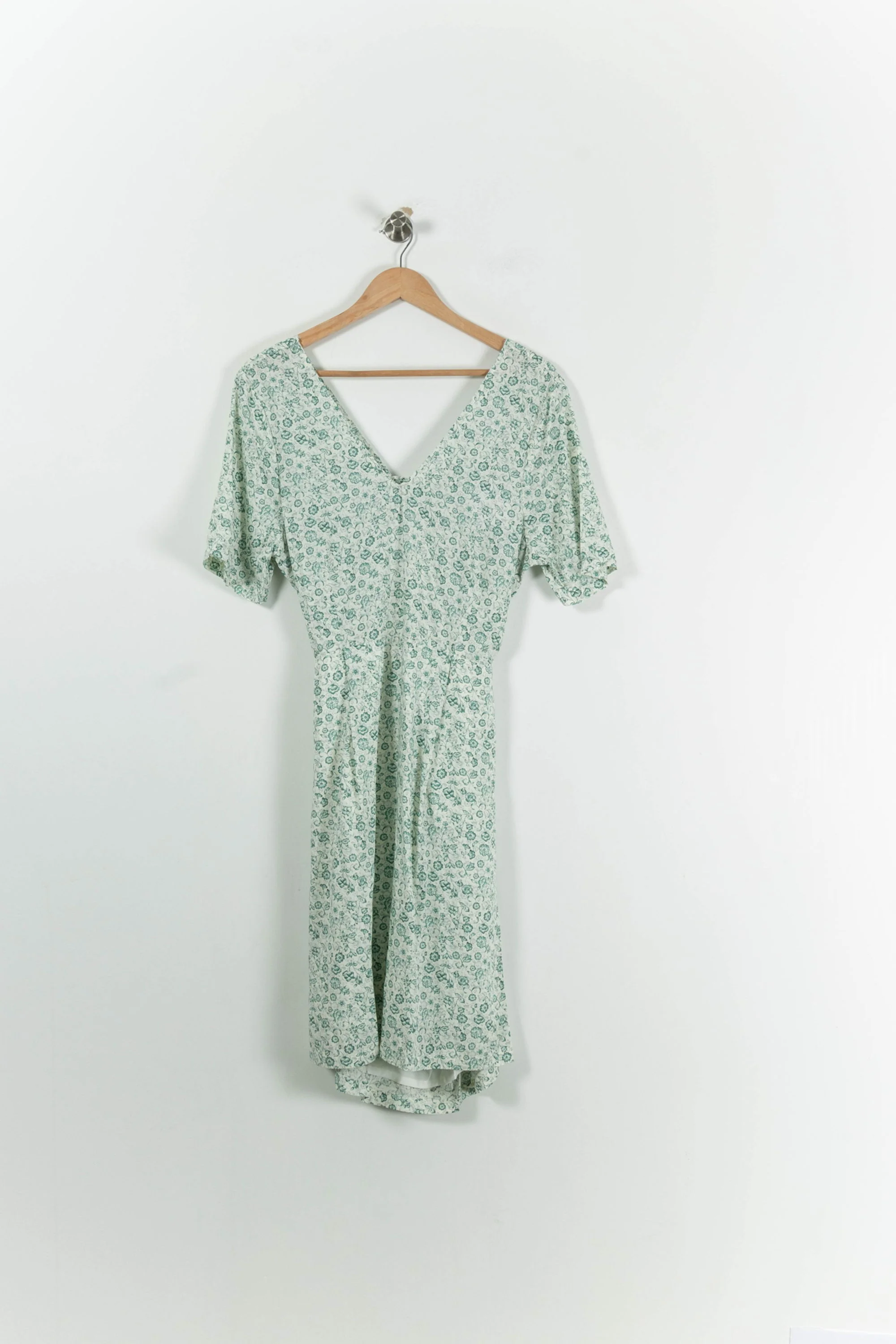 Robe Courte Verte à Fleurs Blanches - Taille M/38 - Image 2