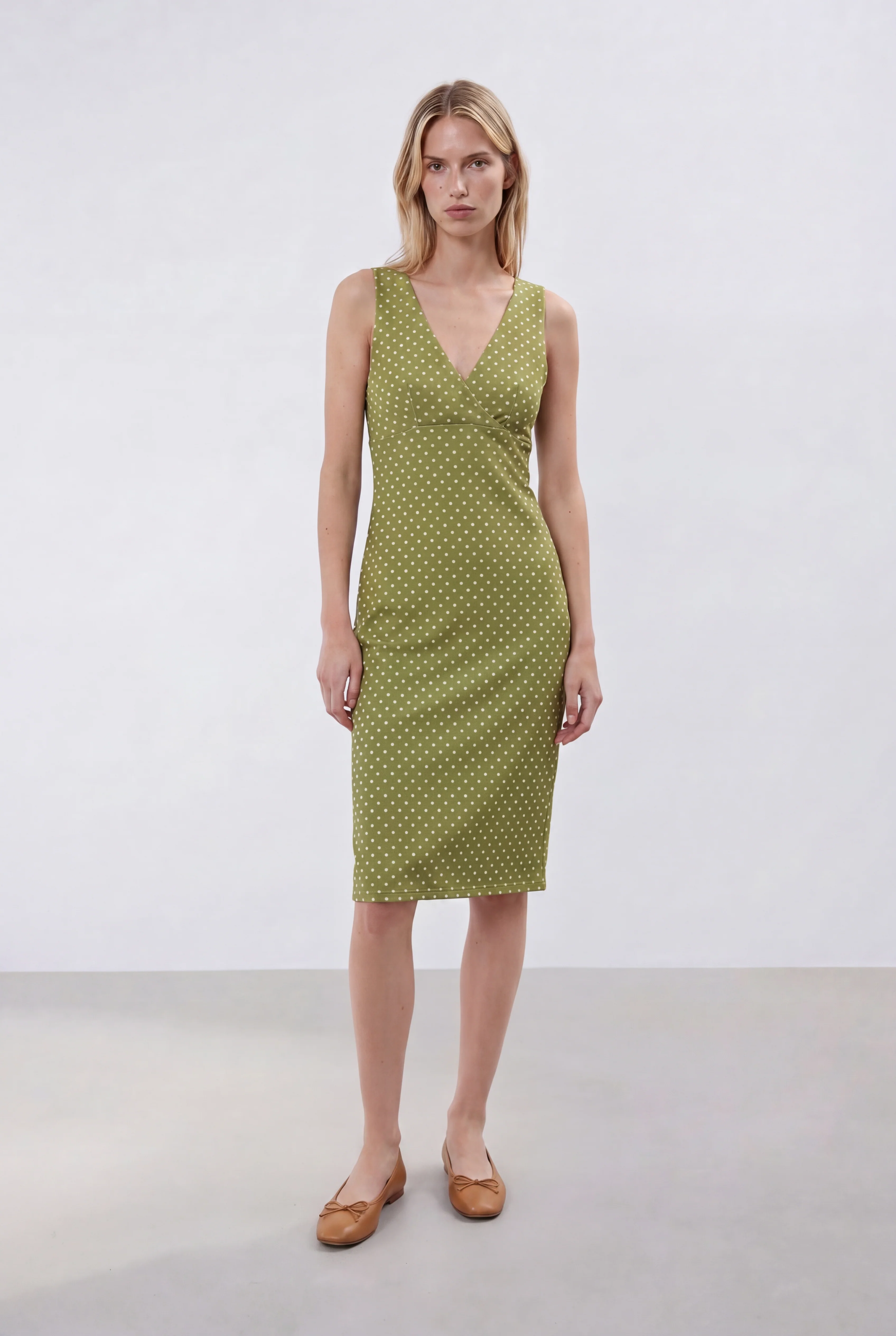 Robe Courte Verte à Pois Blancs - Taille M/38