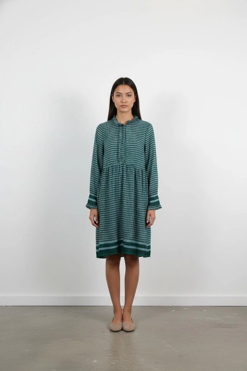 Robe Courte Verte et Blanche - Taille XS/34